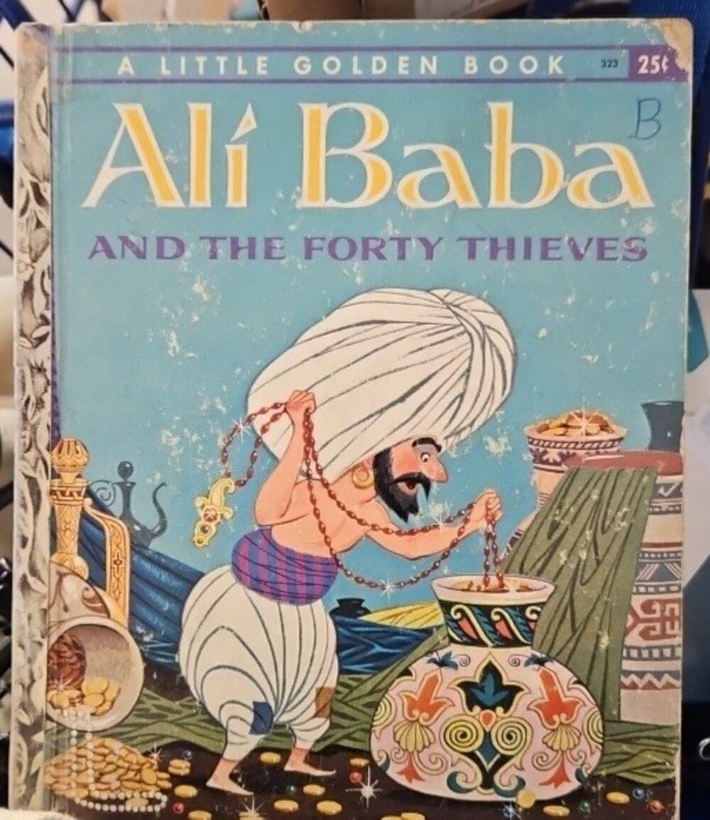 ALI BABA & FORTY THIEVES Little Golden Book 1958, 1st Ed "A" vtg Arabian Nights